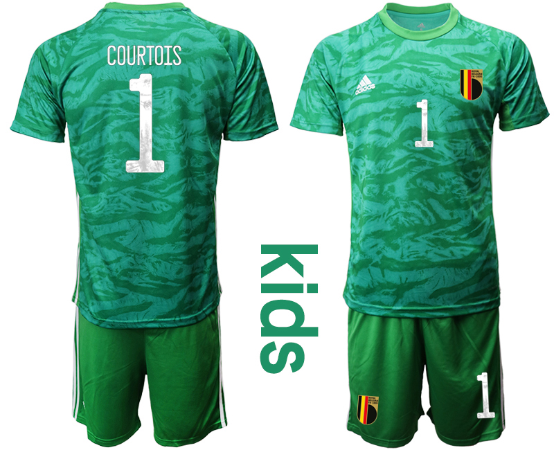Cheap 2021 European Cup Belgium green Youth goalkeeper 1 soccer jerseys